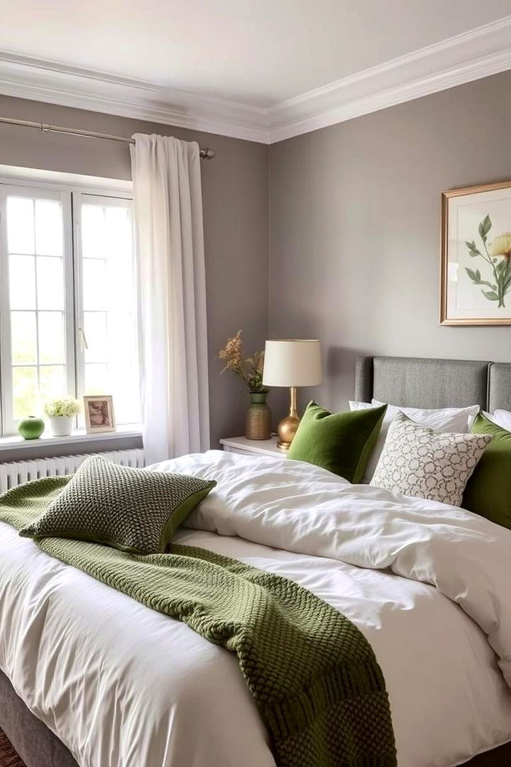 Cozy Balance - 22 Green and Grey Bedroom Ideas
