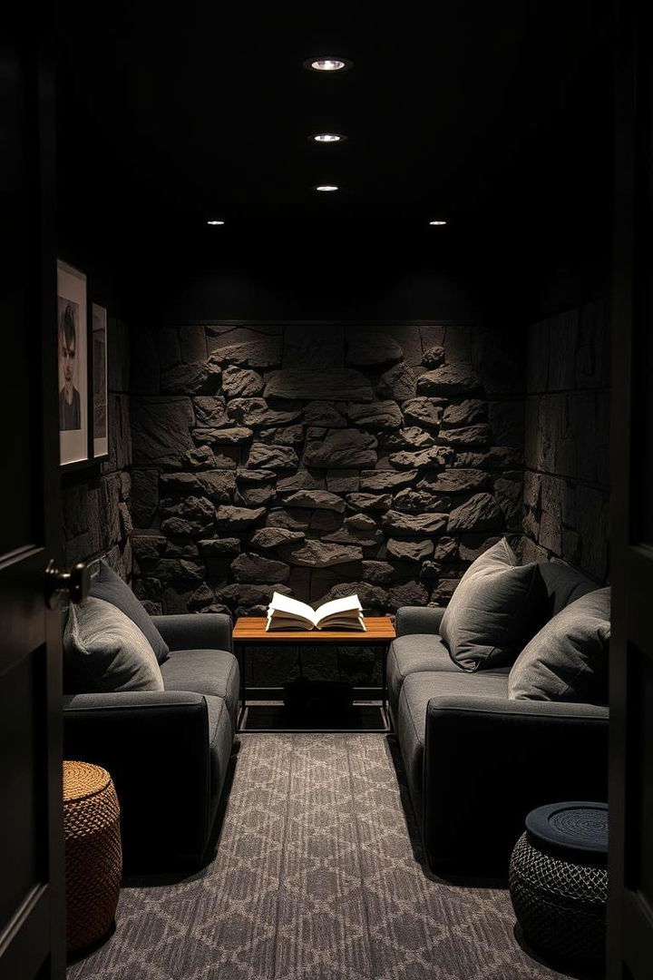 Cozy Black Reading Nook - 22 black basement ideas