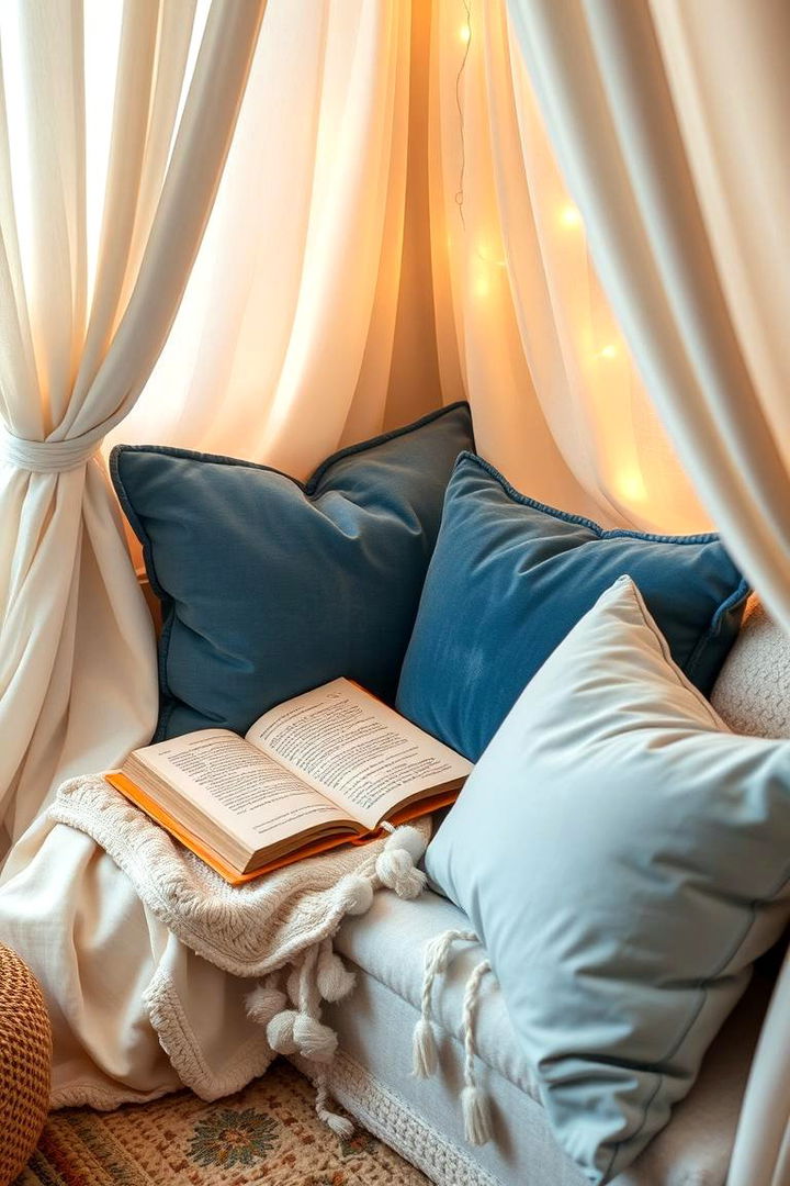 Cozy Blue and White Reading Corners - 22 Blue and White Decor Ideas