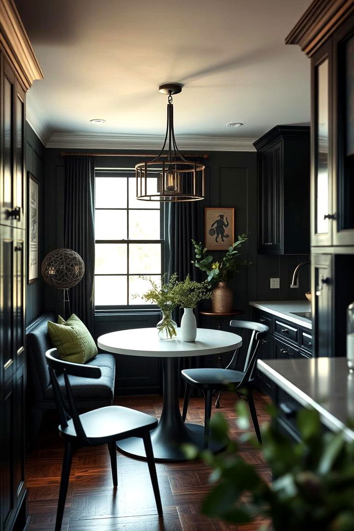 Cozy Breakfast Nook with Inviting Ambiance - 22 Black and Green Kitchen Ideas