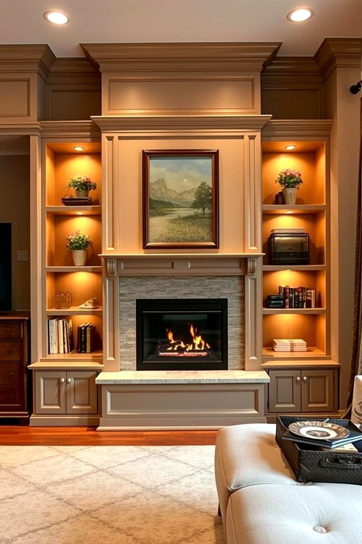 Cozy Built In Shelving - 22 Fireplace Floating Shelves Design Ideas