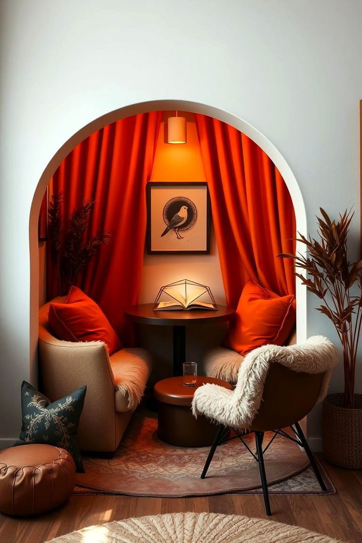 Cozy Burnt Orange Reading Nook - 22 Burnt Orange Living Room Ideas