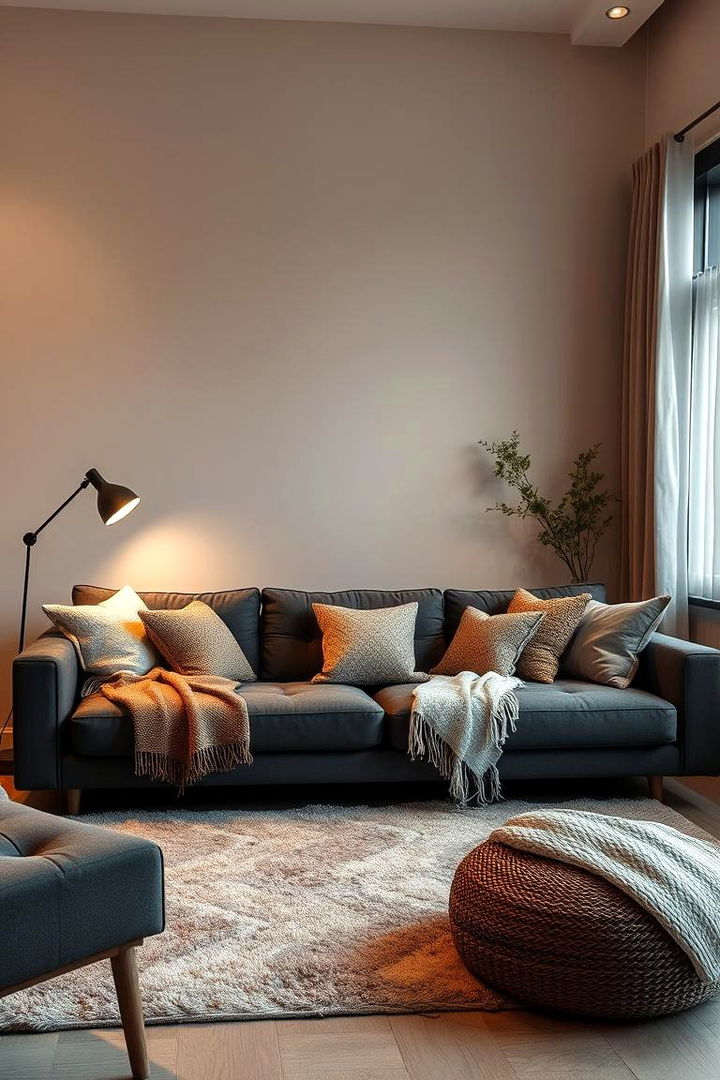 Cozy Comfort in a Modern Setting - 22 dark grey couch living room ideas