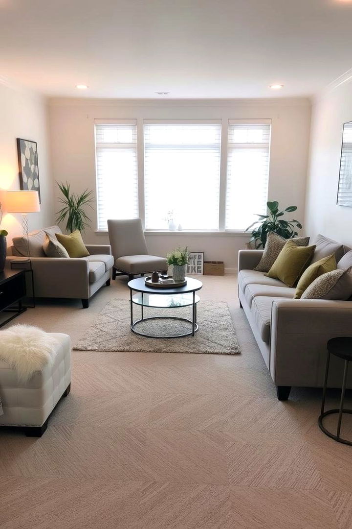 Cozy Contemporary Comfort - 22 grey carpet living room ideas