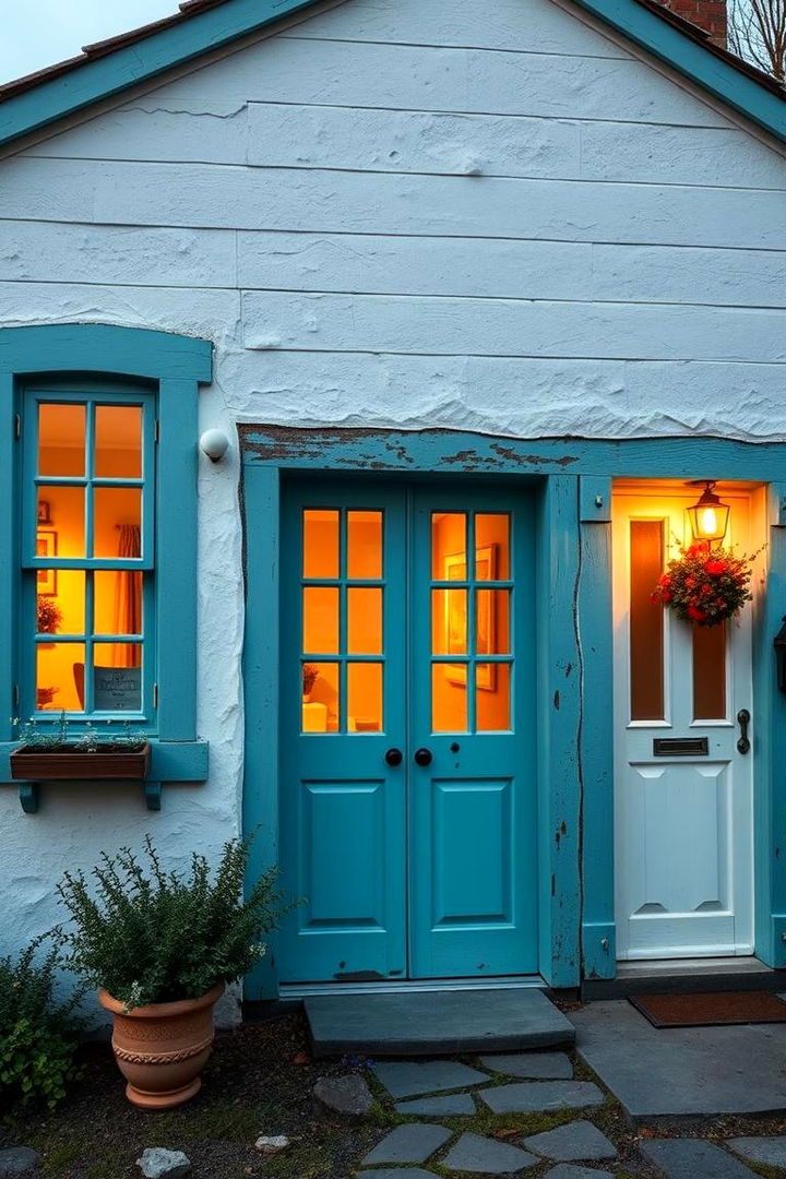 Cozy Cottage with Teal Trim - 22 Teal House Exterior Ideas