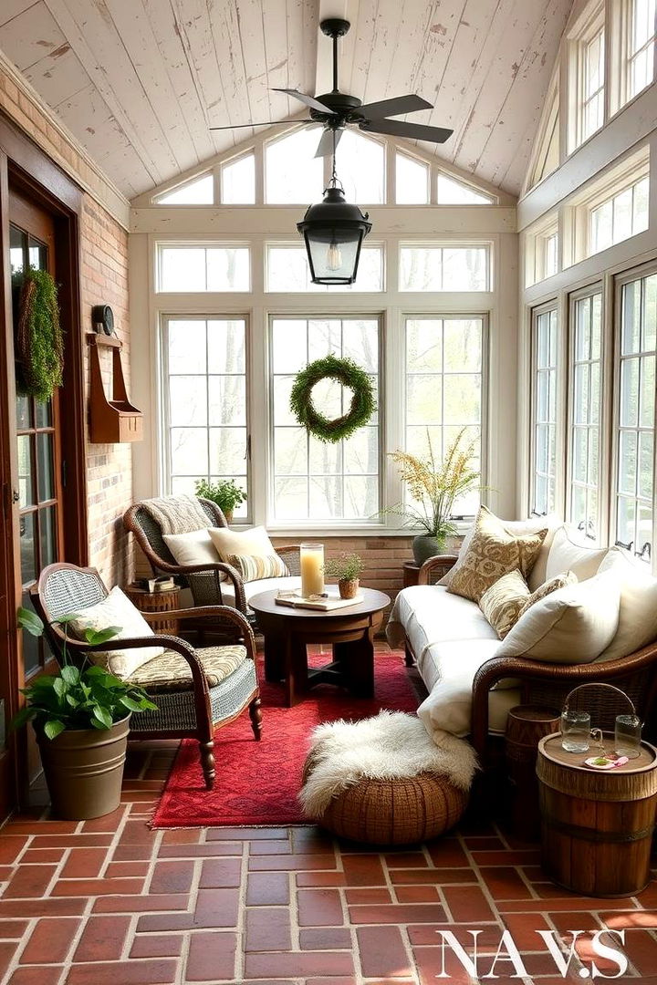 Cozy Country Inspired - 22 Brick Floor Sunroom Ideas
