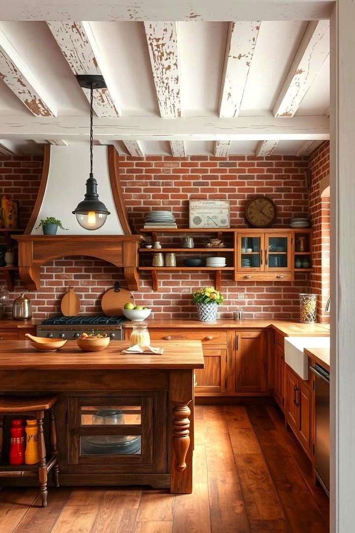 Cozy Country Red Brick Kitchen - 22 Red Brick Kitchen Ideas