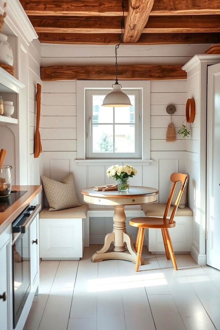 Cozy Dining Nook - 22 Rustic White Kitchen Ideas