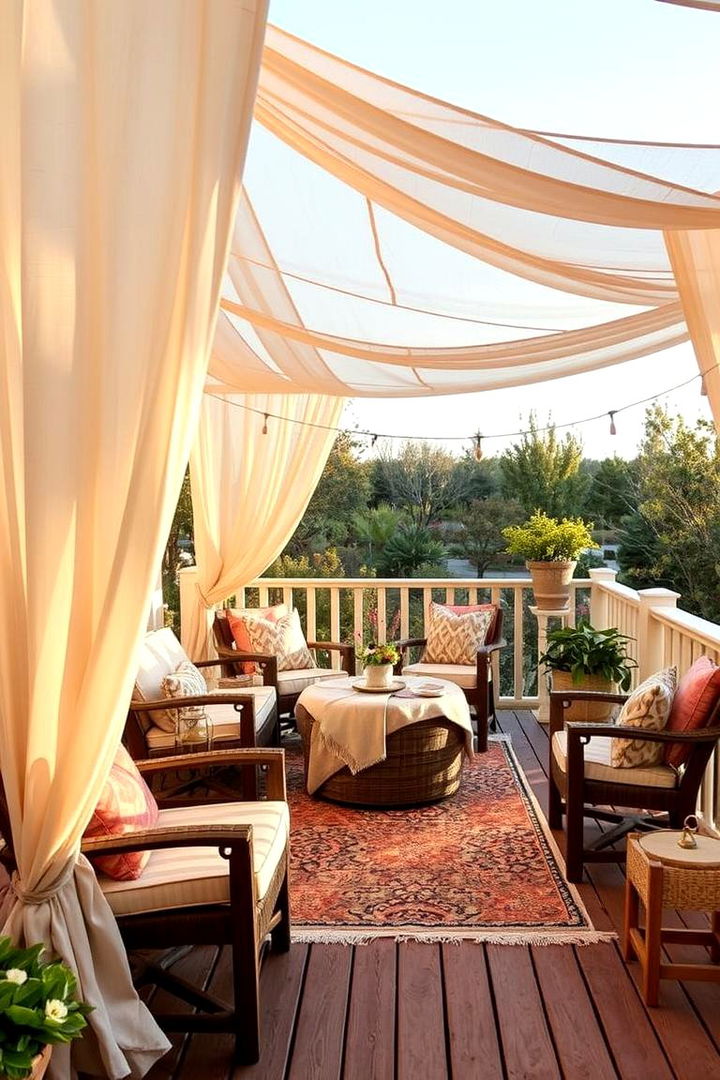 Cozy Fabric Canopy Design - 22 Covered Deck Ideas