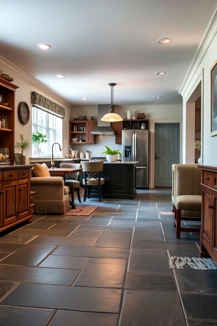 Cozy Family Kitchen with Slate Flooring - 22 Kitchens With Slate Floors