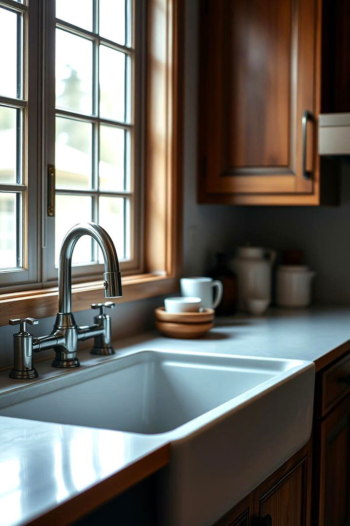 Cozy Farmhouse Sink Features - 22 Log Cabin Kitchen Design Ideas