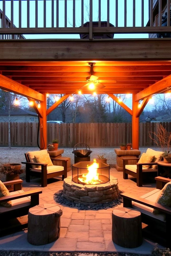 Cozy Fire Pit Lounge - 22 Under Deck Landscaping Ideas