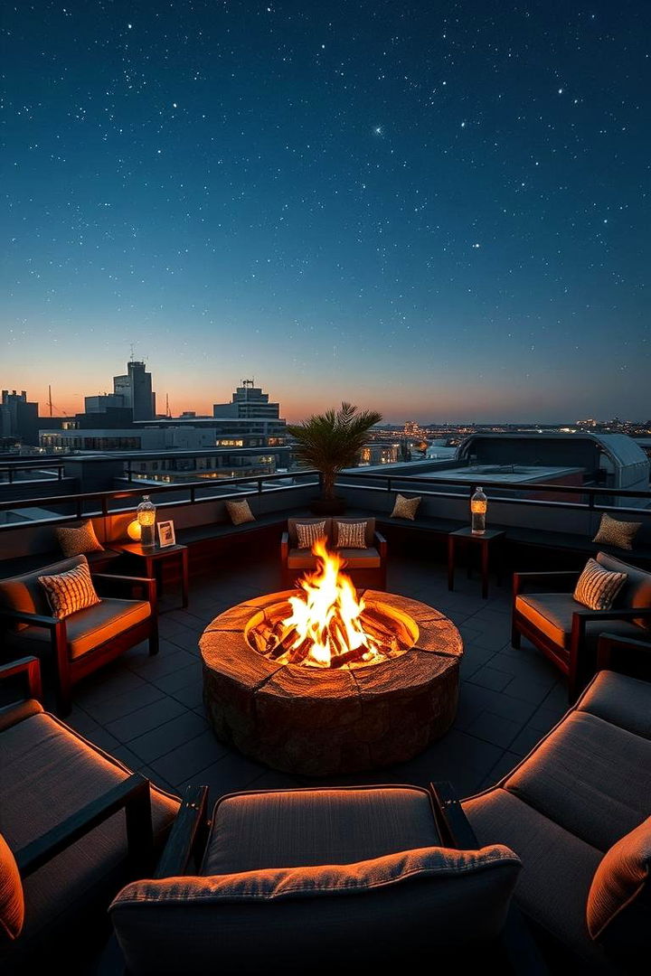 Cozy Fire Pit Lounge - 22 Rooftop Deck Ideas