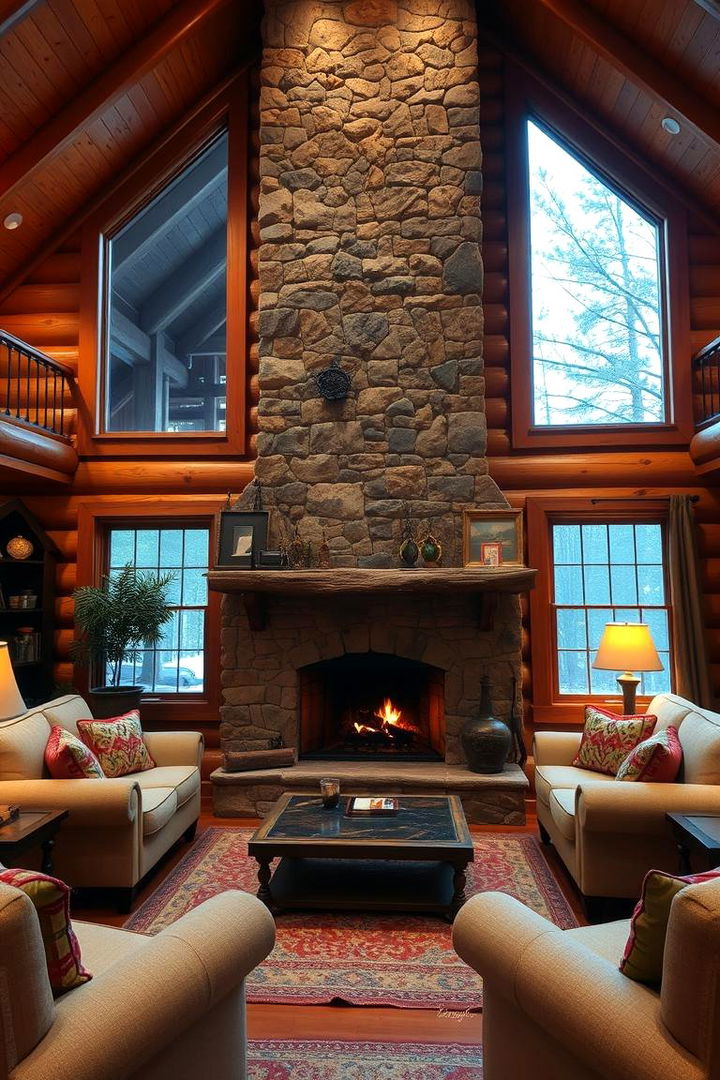 Cozy Fireplace Focal Point - 22 Cabin Living Room Ideas