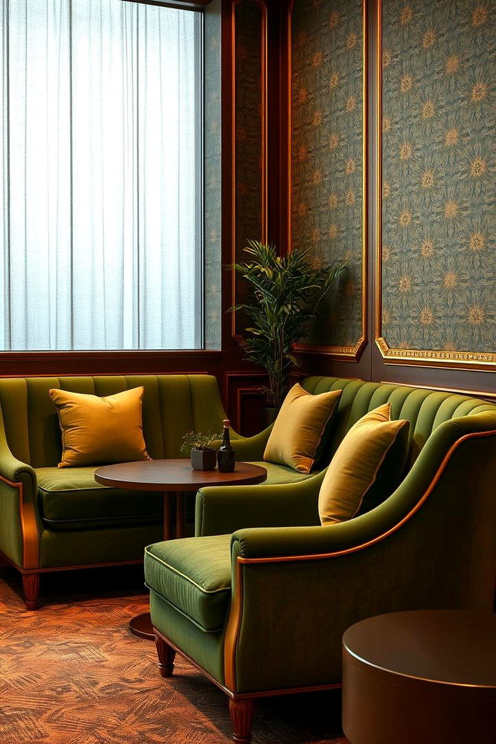 Cozy Green Lounge Seating - 22 Green and Gold Living Room Ideas