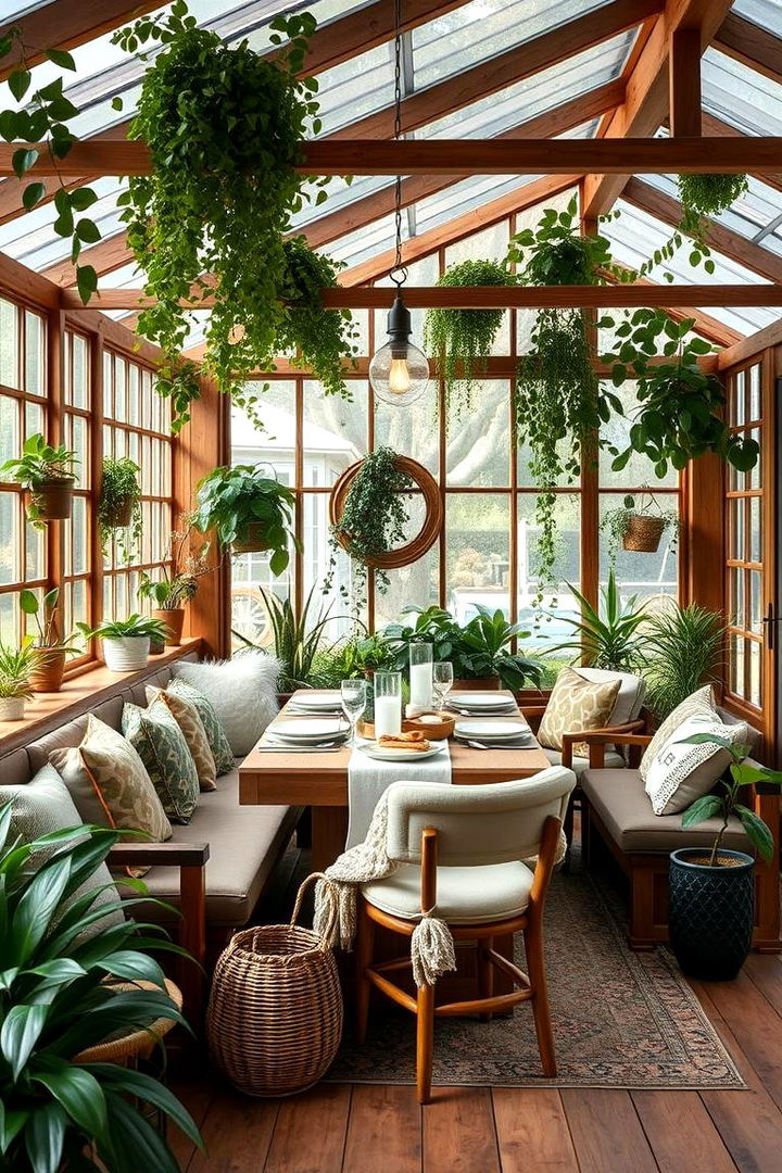 Cozy Green Retreat Experience - 22 Greenhouse Dining Room Ideas