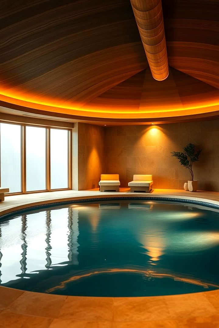 Cozy Indoor Pool with Warm Lighting - 22 Indoor Pool Ideas
