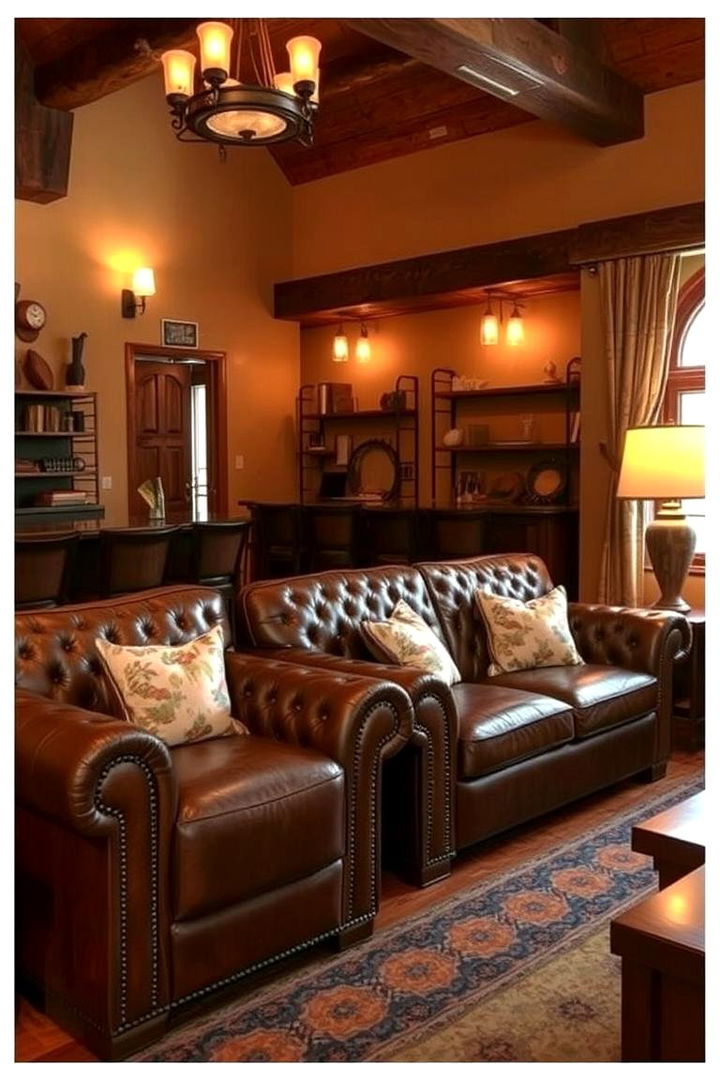 Cozy Leather Accents - 22 Southwestern Living Room Ideas
