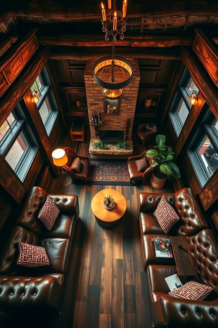 Cozy Leather Lounge - 22 Man Cave Living Room Ideas