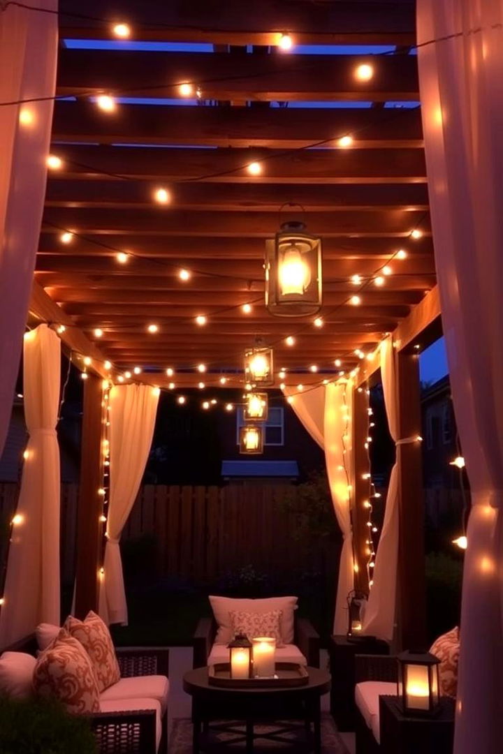Cozy Lighting Features - 22 Small Patio Pergola Ideas