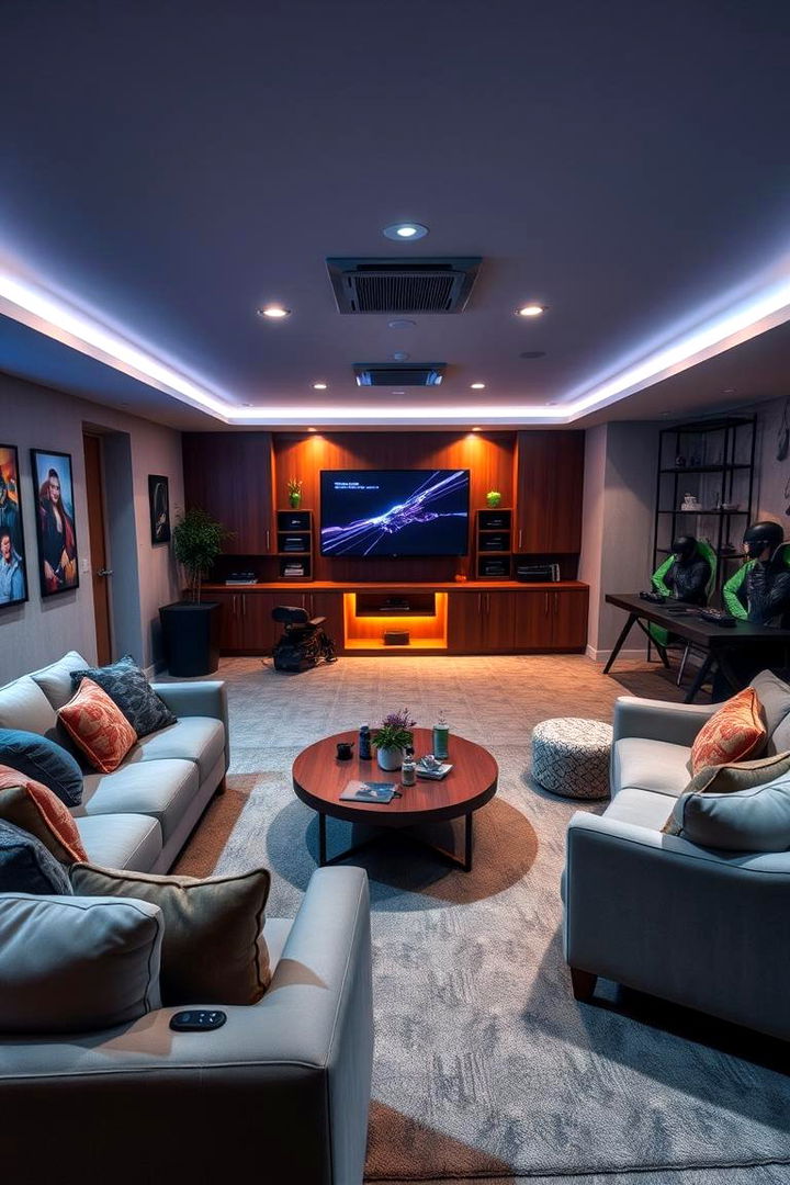 Cozy Lounge and Game Retreat - 22 Basement Game Room Ideas