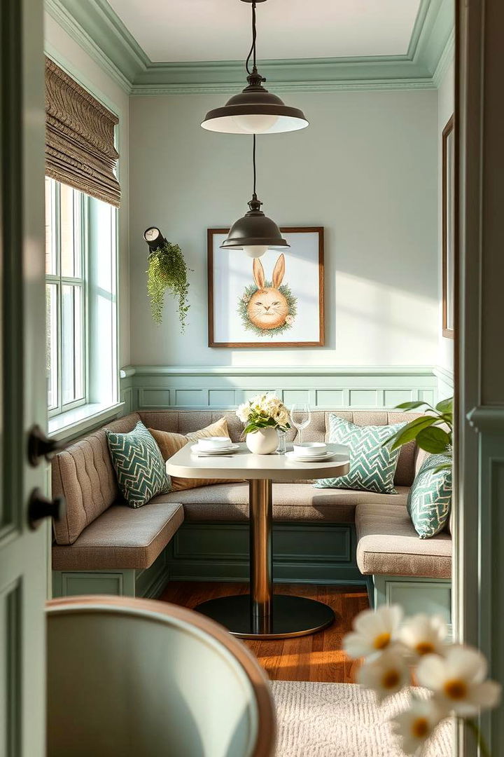 Cozy Mint Green Breakfast Nook - 22 Mint Green Kitchen Ideas