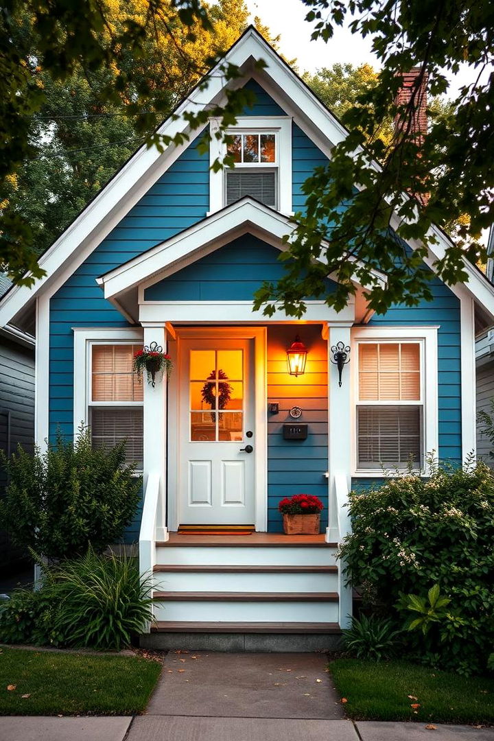Cozy Neighborhood Vibes - 22 Blue House Siding With White Trim