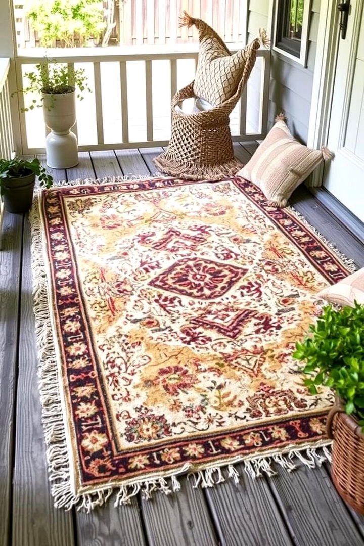 Cozy Outdoor Rug for Inviting Vibes - 22 Rustic Front Porch Ideas