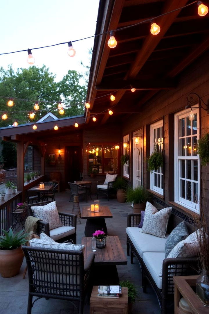 Cozy Patio with String Lights - 22 Small Backyard Patio Ideas