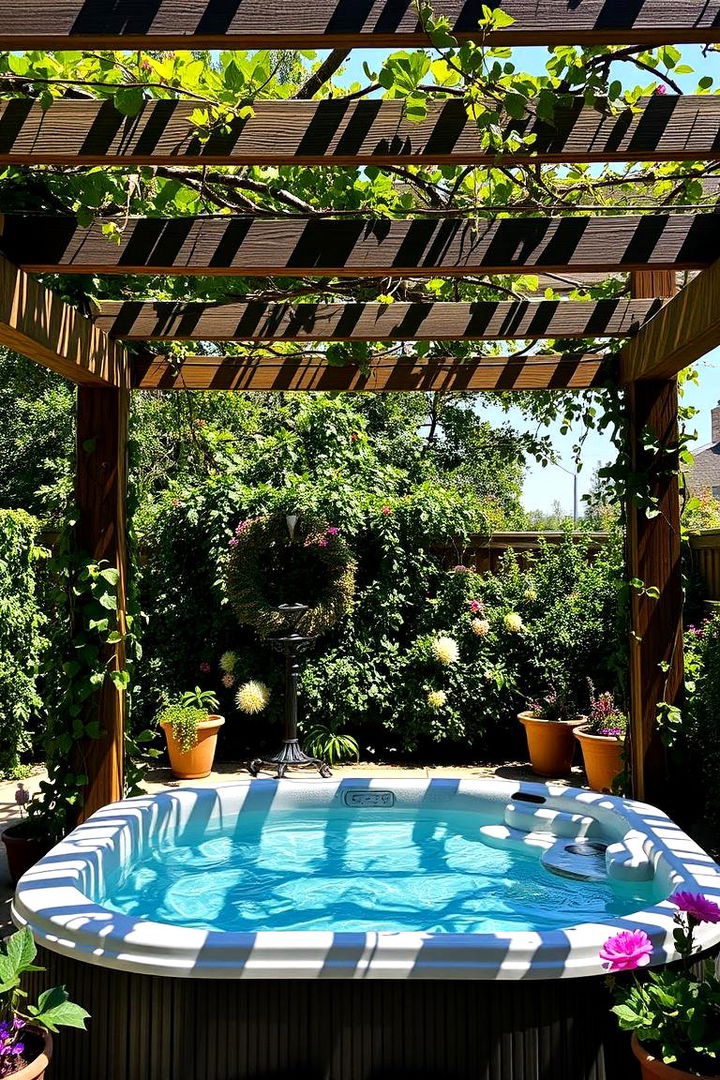 Cozy Pergola Cover - 22 Hot Tub Landscaping Ideas