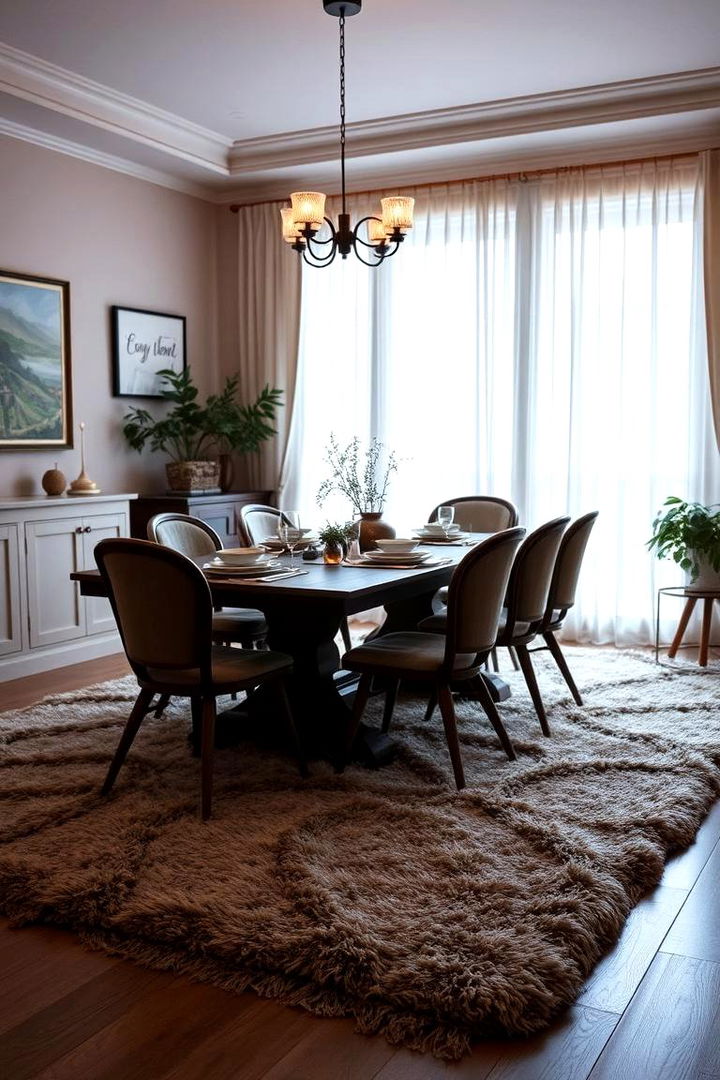 Cozy Plush Dining Area Rug for Comfort - 22 Dining Room Rug Ideas