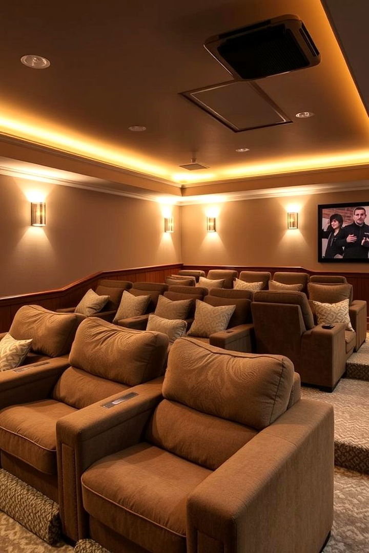 Cozy Plush Seating Arrangement - 22 Basement Home Theater Ideas