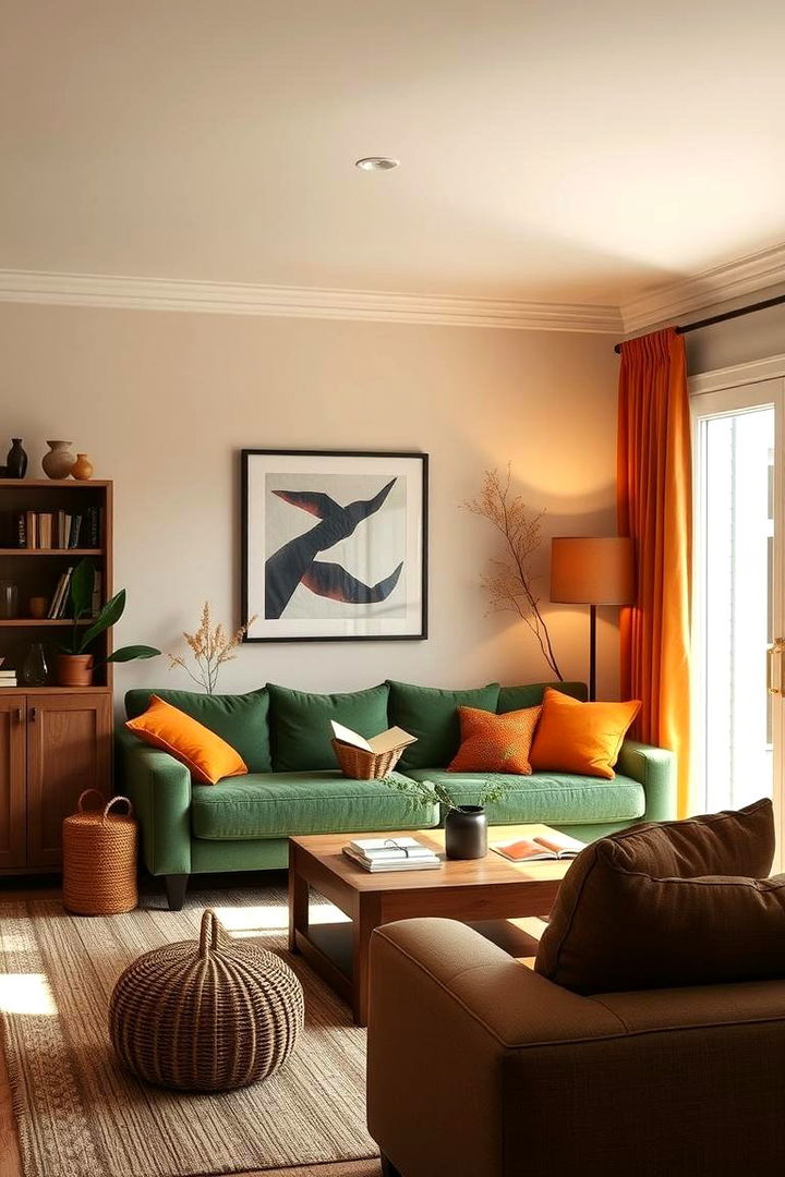 Cozy Reading Nook Design - 22 Green and Orange Living Room Ideas