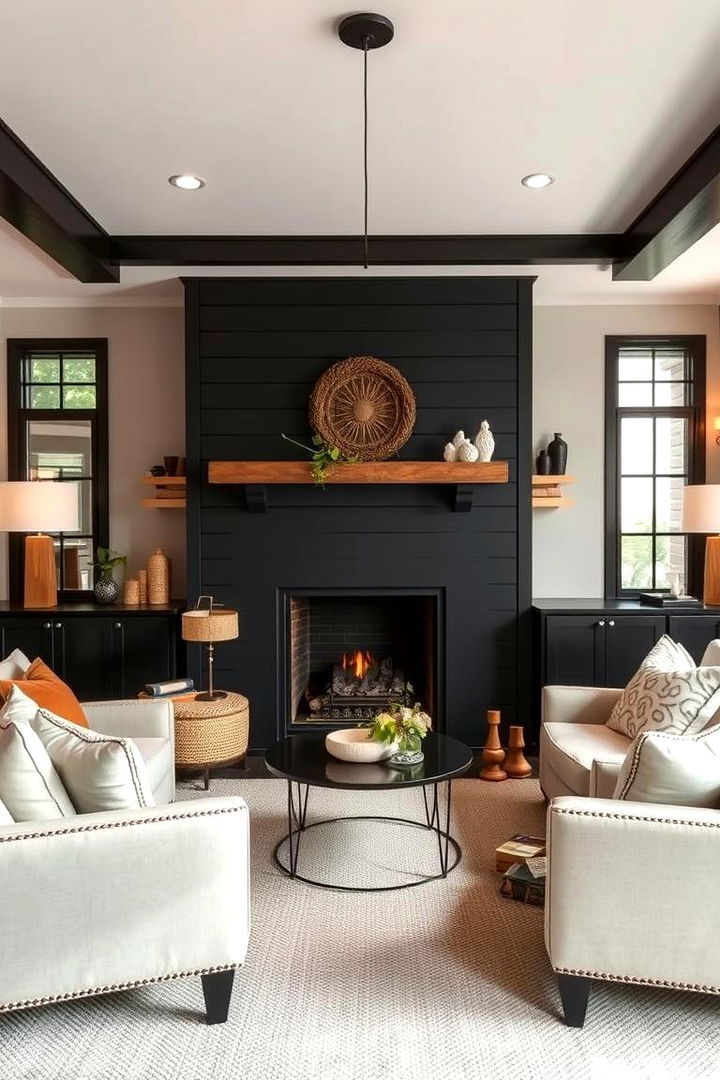 Cozy Retreat Sanctuary - 22 Black Shiplap Fireplace Ideas