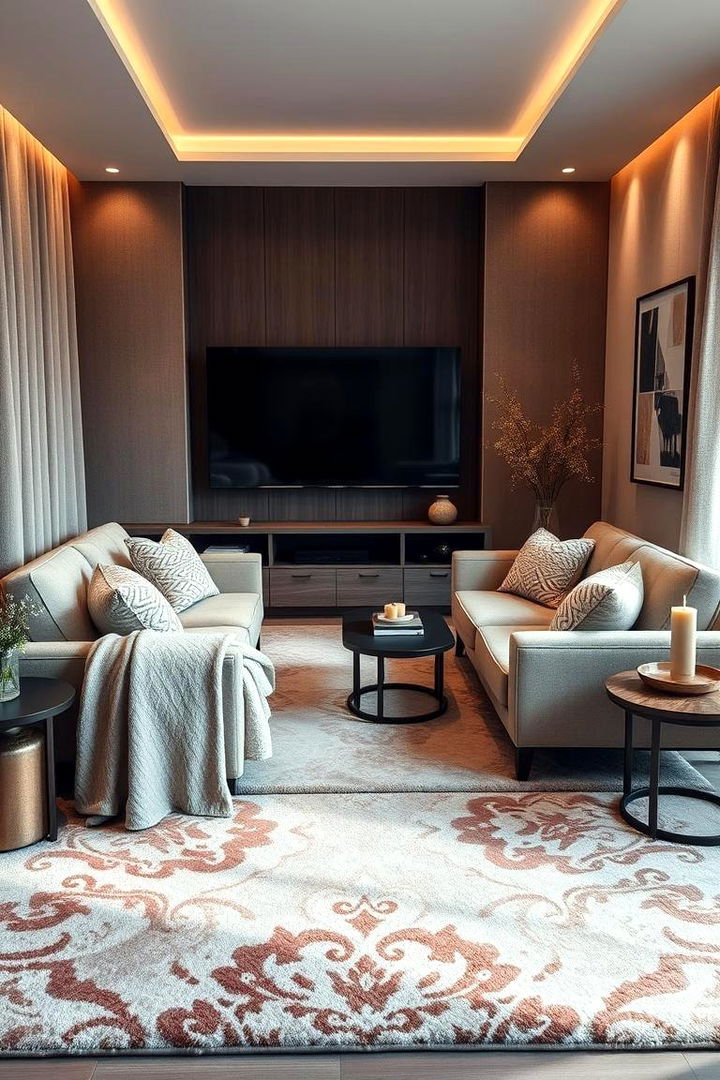 Cozy Rug Placement - 22 Small Media Room Ideas