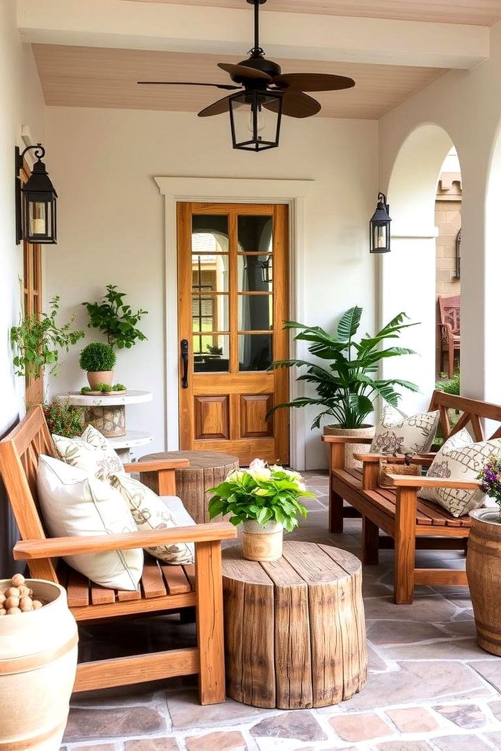 Cozy Rustic Wooden Furniture - 22 spanish style front porch ideas