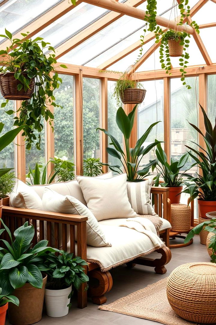 Cozy Seating Area - 22 Greenhouse Decor Ideas