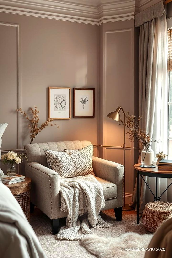Cozy Seating Nook - 22 Taupe Bedroom Ideas