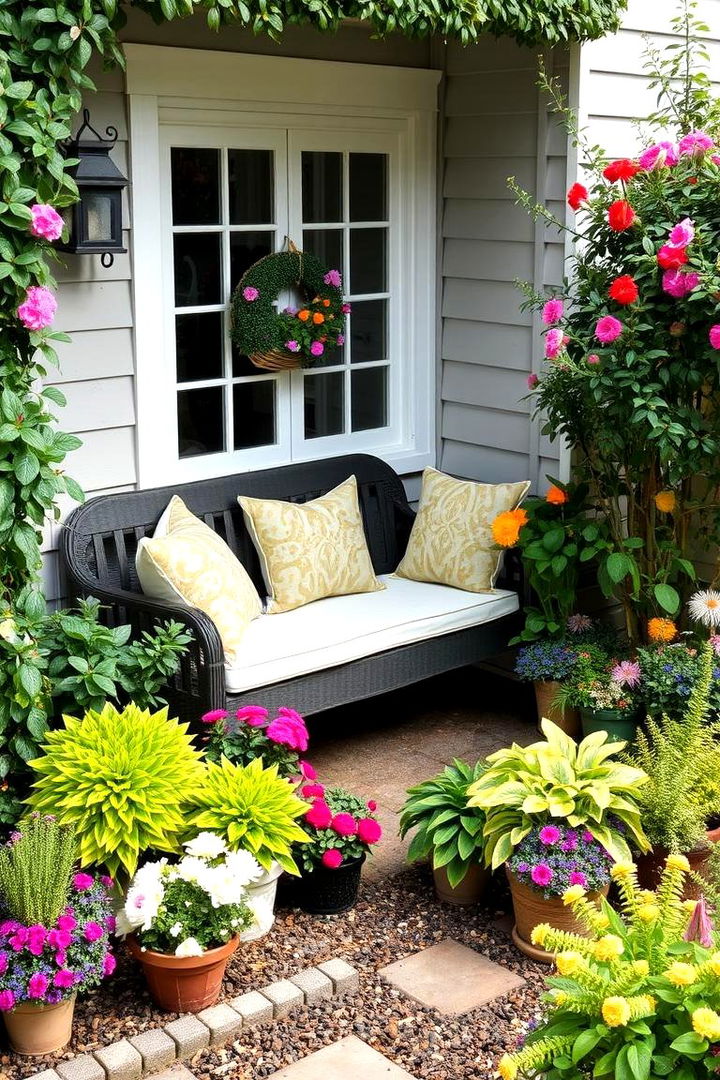Cozy Seating Nook with Pots - 22 Corner Garden Ideas With Pots