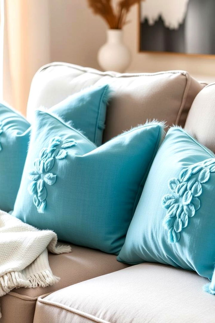 Cozy Sky Blue Throw Pillows - 22 Sky Blue Bedroom Ideas