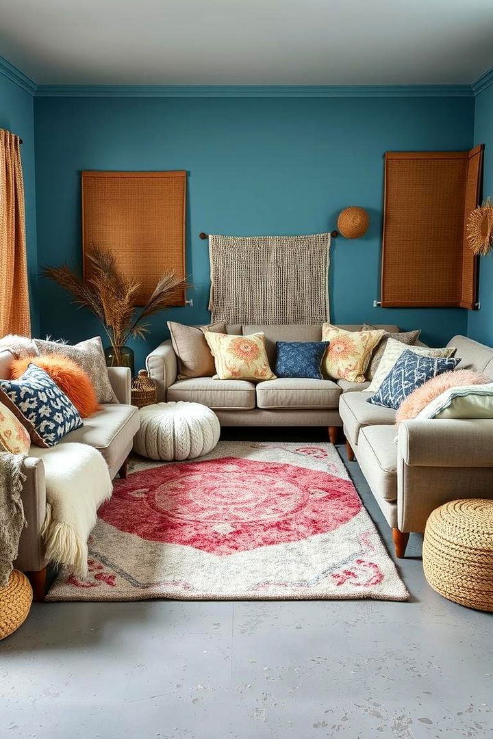 Cozy Soft Furnishings - 22 grey floor living room with blue walls ideas