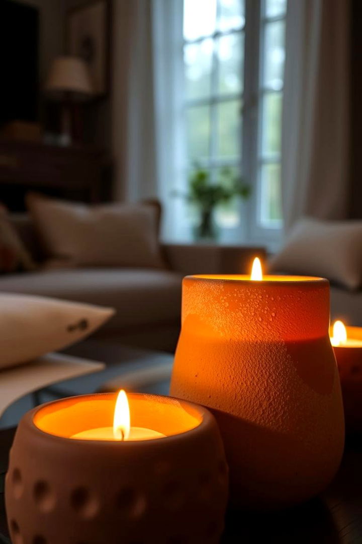 Cozy Terracotta Candle Holders - 22 terracotta home decor ideas
