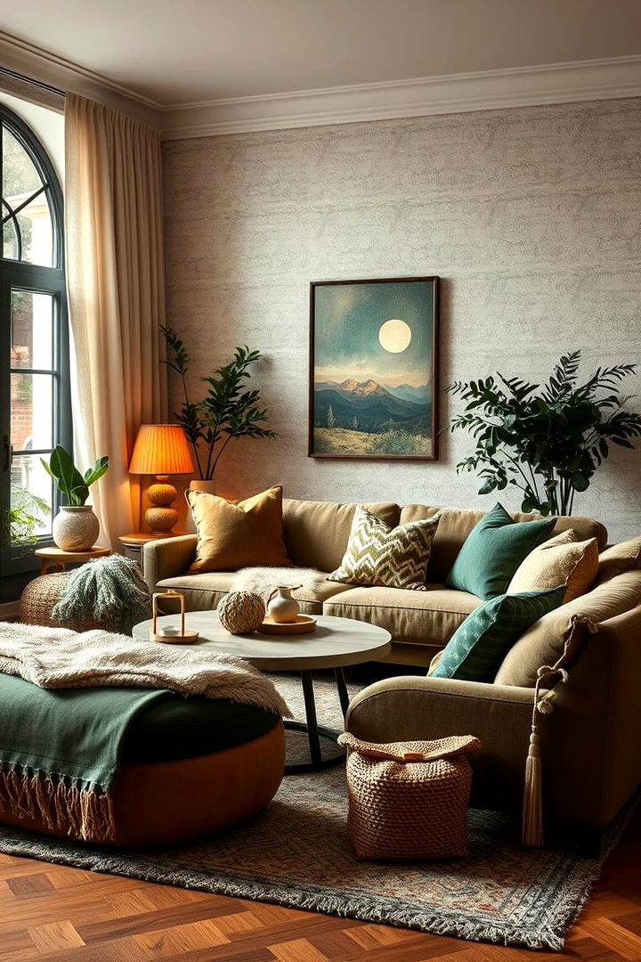 Cozy Textile Combinations - 22 Forest Green Living Room Ideas