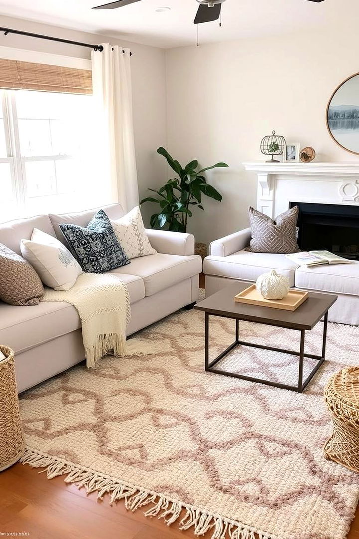 Cozy Textiles and Affordable Rugs - 22 Budget Apartment Living Room Ideas