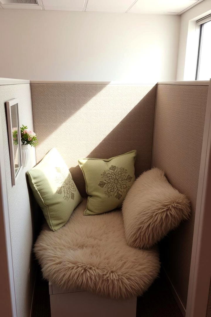 Cozy Textiles and Cushions - 22 Cubicle Decor Ideas