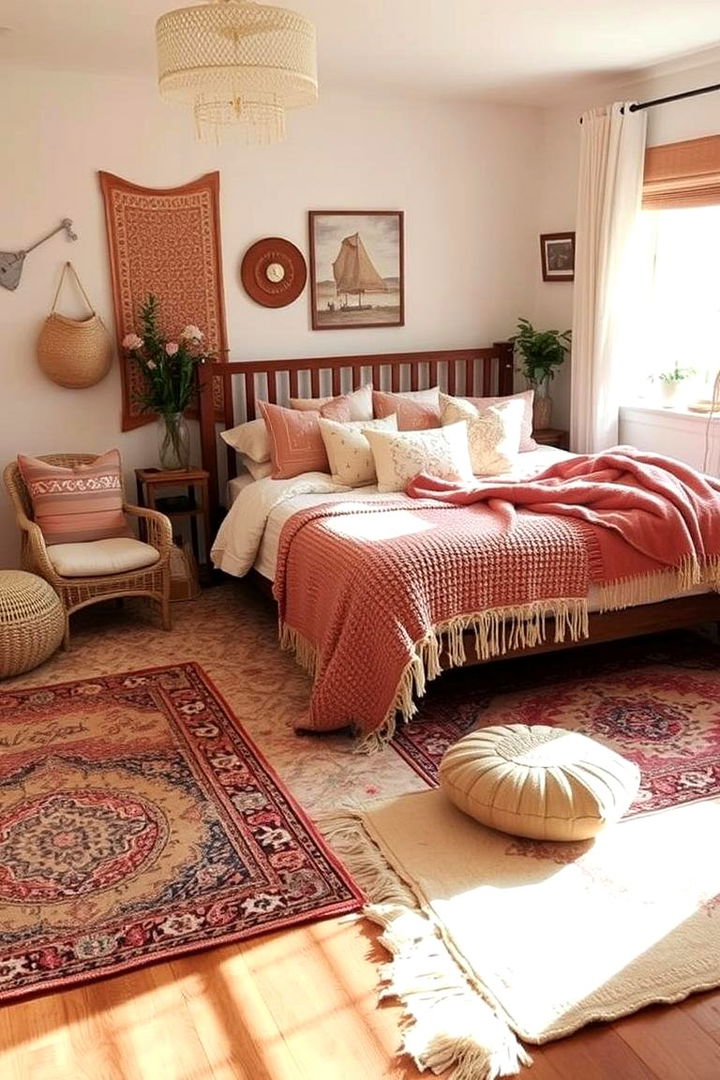 Cozy Textiles and Layered Accents - 22 Dusty Rose Bedroom Ideas