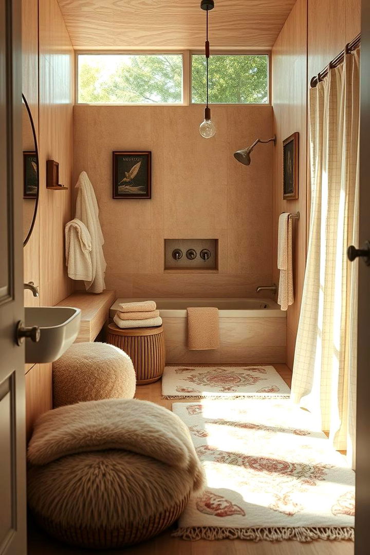 Cozy Textiles and Soft Furnishings for Warmth - 22 Cottage Bathroom Ideas