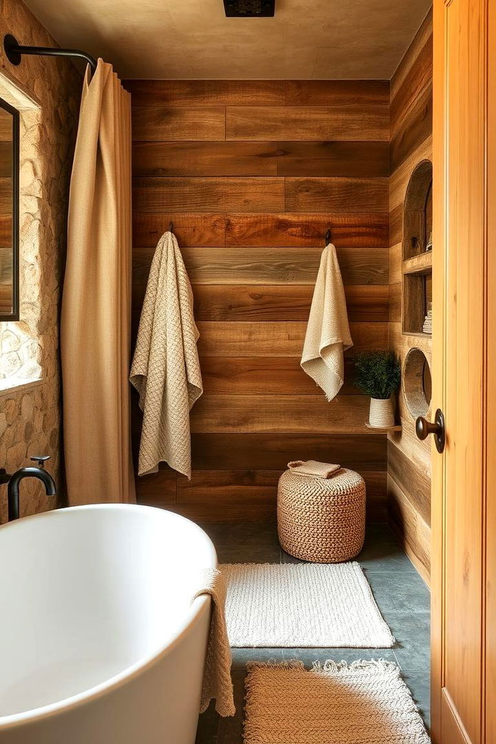Cozy Textiles and Towel Warmth - 22 Rustic Bathroom Ideas