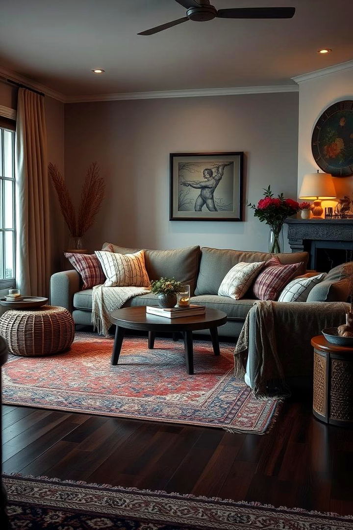Cozy Textural Accents - 22 Dark Brown Floor Living Room Ideas
