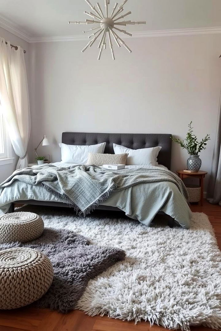 Cozy Textural Layers - 22 Grey and White Bedroom Ideas